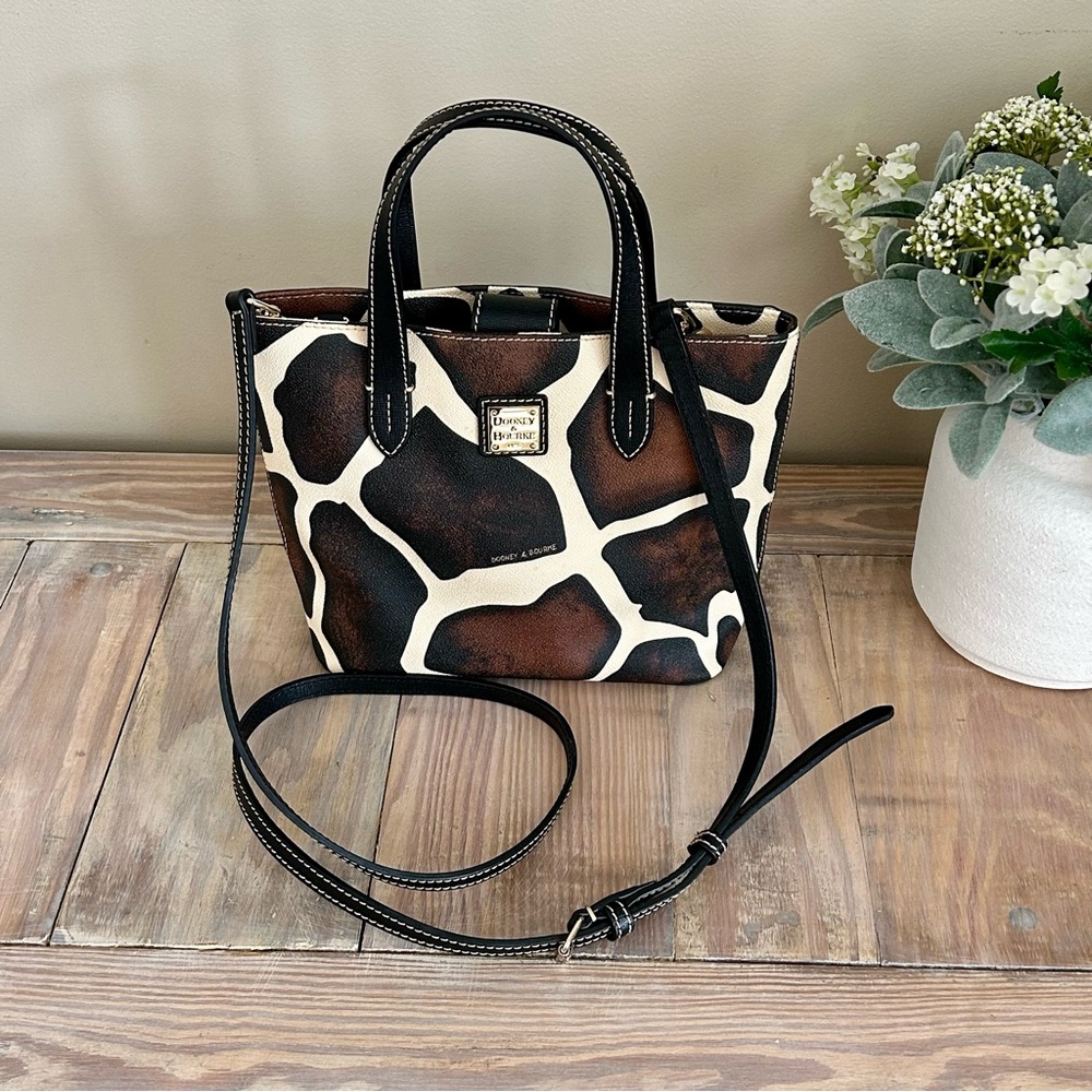 Dooney & Bourke Brown, Black & Cream Giraffe Print Small Tote - Picture 12 of 12